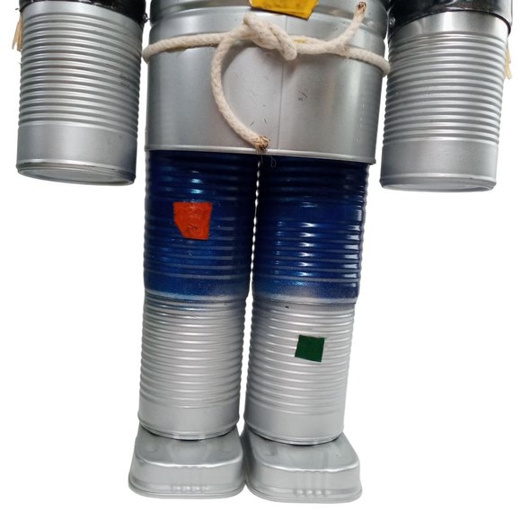 Folk Art Tin Man Scarecrow Sculpture Wizard Of Oz Recycled Robot Vintage 26 Inch - Picture 6 of 16